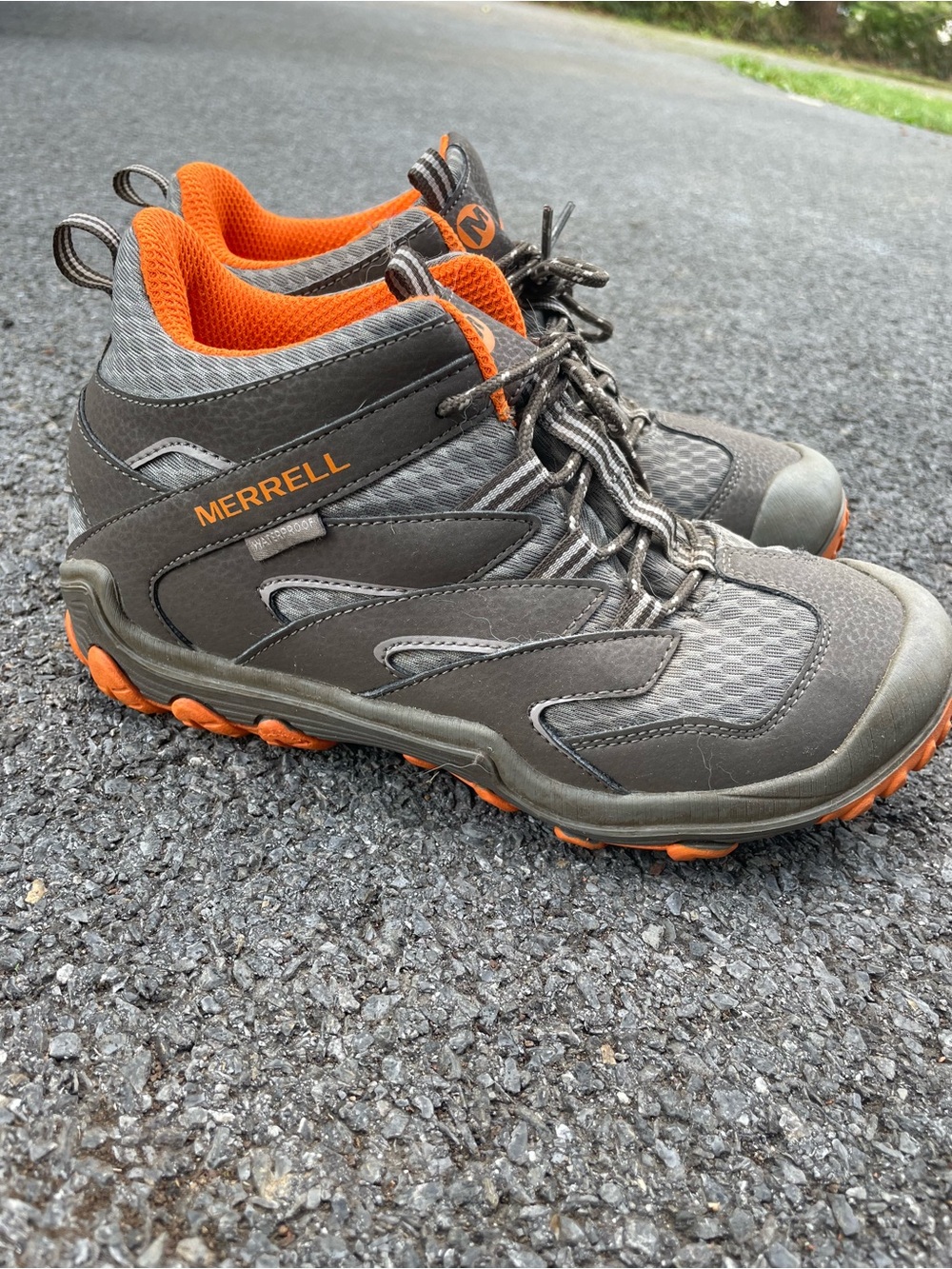 Merrell Brown and Orange kid’s Trail Boots